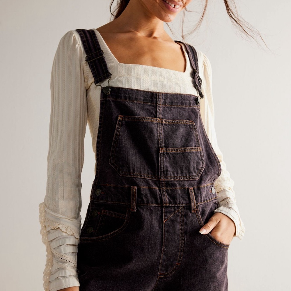 We The Free Black Denim Overalls